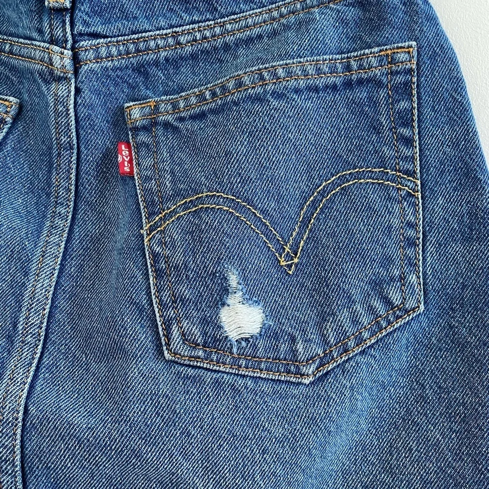 Levi's Blue Distressed Jean Mini Skirt Size 25 Rodeo Western Festival
